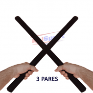 3 Pares Bastões Luta 60 cm Espumado – PRETO – PVC – Tanbó