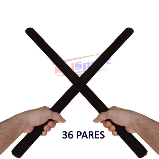 36 Pares Bastões Luta 60 cm Espumado – PRETO – PVC – Tanbó