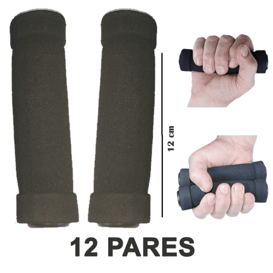 12 Par - Hand Grip Espuma - PRETO - Fisioterapia Idosos